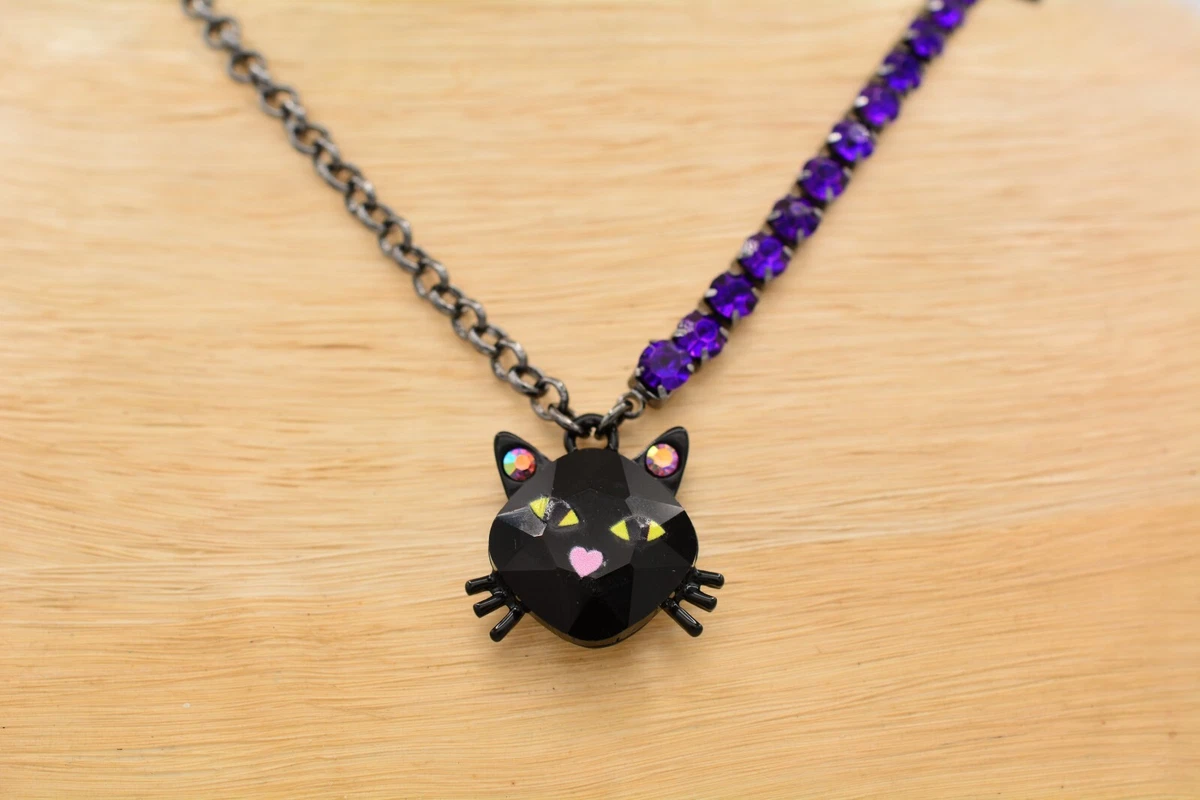 Betsey johnson black cat necklace clearance