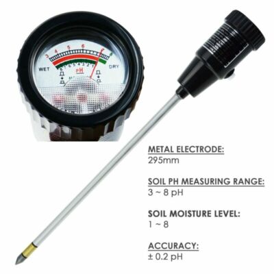 Soil PH Moisture Meter 295mm Electrode Probe Long Tester For Garden Plant Farm