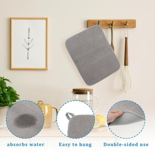 Microfiber Small Dish Drying Mat Absorbent Kitchen Dish Drying Pad Dish Drain... - Picture 3 of 7