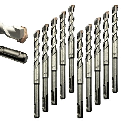 SDS Plus Rotary Hammer Drill Bit Set 10 Pcs 9/16''X6'' Carbide-Tippde for Masonry
