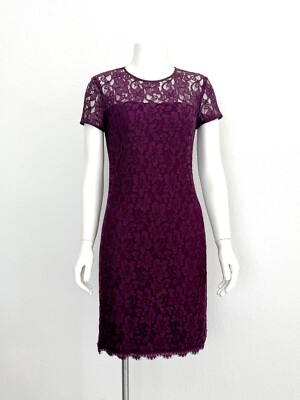 Diane von Furstenberg Maroon Lace Dress Size