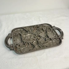 VTG 1984 John Wright Zoo Animal Puzzle Cast Iron Mold Baking Pan Cookies Restore