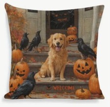 Golden Retriever Fall Leaves Double Sided Throw Pillow Cover Holiday Home Decor