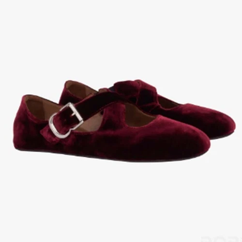 Mujeres Nuevo Elegante Terciopelo Cruzado Hebilla Correa Ballet Plano Mary Jane Zapatos Talla - Imagen 12 de 23