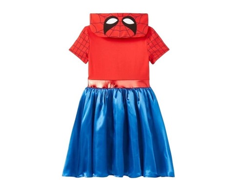 Marvel Spider-Man Girls Hooded Red Blue Dress Size 2X Tulle Satin Skirt Cosplay - Picture 2 of 12