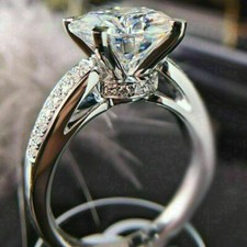 3 CT Round Cut Simulated Diamond Engagement Ring In 14k White Gold Plated