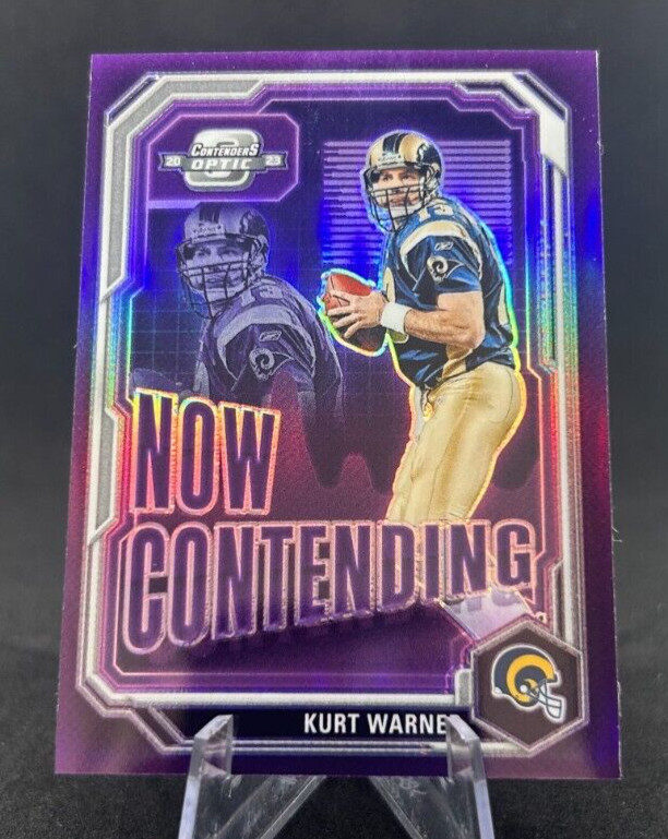 Kurt Warner 2023 NFL Panini Contenders Optic Now Contending Holo Case Hit Rams