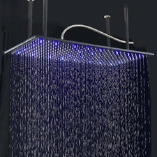 LED Rain Shower Head 16 InchX 32 Inch Rainfall Luxury with Shower Bar Black