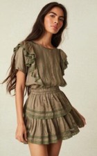 NWT Loveshackfancy Natasha Mini Dress in Forest Oak S $383