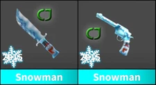 Roblox Murder Mystery 2 MM2 2015 Snowman Knife Gun Set