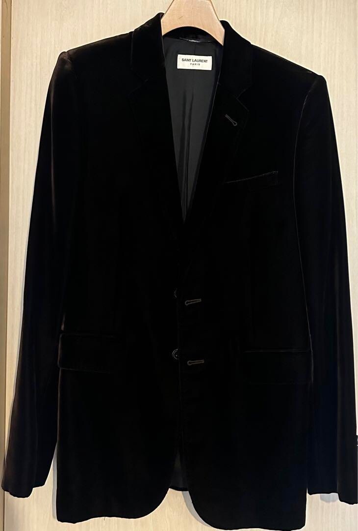 Totale $9000 SAINT LAURENT Paris velluto velluto velluto set up tuta marrone S giacca pantaloni