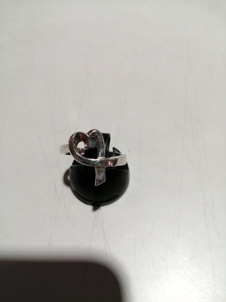 Authentic Tiffany&Co. Silver 925 Heart Ring Size 11 US Size 6 Inn. DIa.16.4mm