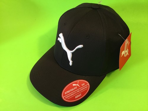PUMA Stretch Fit Adult Hat Size S/M Black w/White - Picture 2 of 12