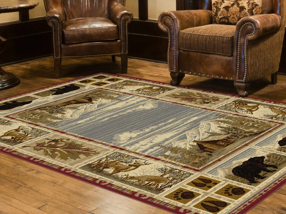 2x7 Red Lodge Forest Paws Bears Nature Print Area Rug 6700 - Aprx 2' 7" x 7' 3" - Image 2 of 2