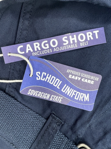 Sovereign State School Uniform Navy Blue Belted Cargo Shorts Boys Size 10 NWT - Picture 9 of 11