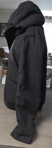 EUC HERREN XL CARBON WOLLMISCHUNG DUNKELGRAU KAPUZE GESTEPPT GEFÜTTERT JACKE MANTEL - Bild 8 von 19