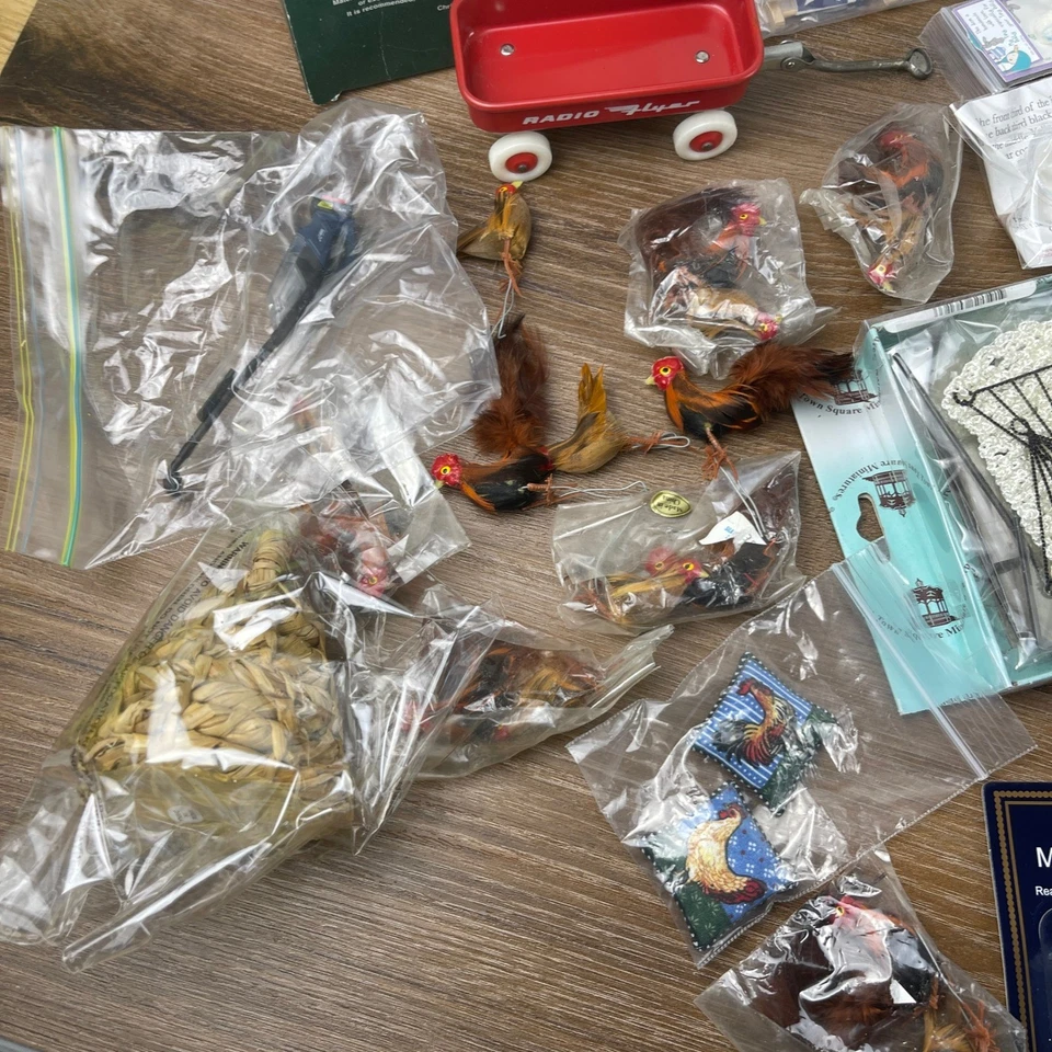 HUGE Miniature Dollhouse Lot - Radio Flyer, Roosters, Trees, Outdoor Decoration - Image 2 of 4