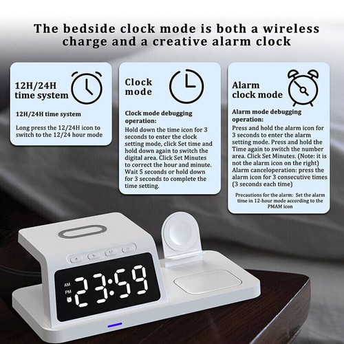 4in1 Fast Wireless Charger Station Dock For Apple Watch iPhone 15 14 13 Pro Max - Picture 20 of 28