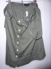 Talbots Size 12 Solid Green Knee-Length Button-Front Belted A-Line Skirt w/tags
