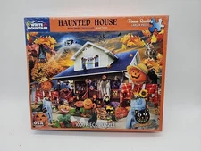 NEW Haunted House Halloween White Mountain 1000 Pc Jigsaw Puzzle Pumpkins Family