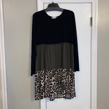 Perfectly Priscilla Women's Size 1X Animal Print Dress Leopard Midi Faux Wrap