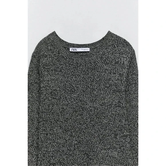 VESTIDO DE MALHA ZARA 9598/203 SUÉTER CINZA MARLED MANGA LONGA MAXI LINHA A M - Imagem 2 de 4