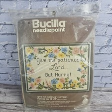 Vintage Bucilla "Give Me Patience Lord... But Hurry!" Needlepoint Sampler Kit