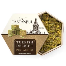 Eastanbul Turkish Delight Pistachio, 8.8oz, Turkish Delights Candy