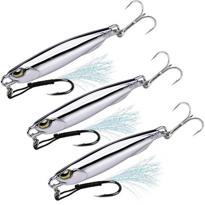 3Pcs Metal Micro Jig Butterfly Jig Fishing Lure Bait Jigging Tuna Slow Lures