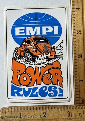 Vintage Empi Power Rules Racing Logo Decal Sticker VW Bug Beetle Inch Pincher