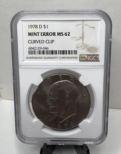 1978 D Curved Clip Ike Eisenhower Clad Dollar Mint Error NGC MS62