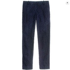 J. Crew Cafe Capri Eyelet Navy Slacks - 0