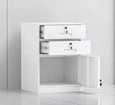 FULLY ASSEMBLED white Metal Filing Cabinet 2 Drawer Office Storage Lockable Unit