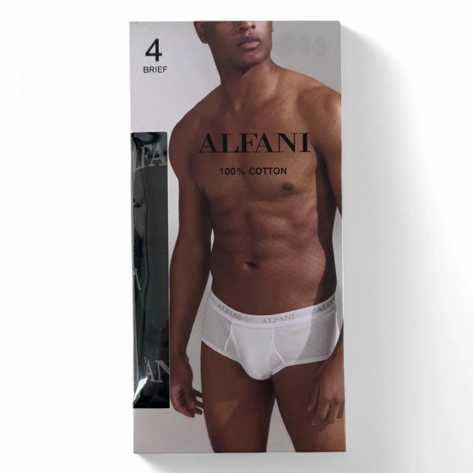 Paquete de 4 calzoncillos sin etiquetas Alfani para hombre ropa interior regular de algodón negro blanco S-2XL Foto 4 de 4