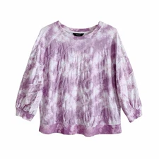 Simply Vera Vera Wang Sweatshirt Top Womens Size XL Purple White Tie Dye Comfort