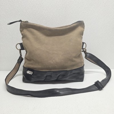 Evenodd Bag Purse Waxed Canvas & Rubber Inner Tube Brown Black