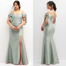 ALFRED SUNG Sonnet Corset Maxi Dress Size 22 Willow Green Fit & Flare Bow Formal
