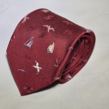 Brooks Brothers Red Sailboat Nautical Bird Silk Necktie Tie USA Made NWT