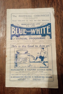 Vintage Blue and White Football Programme Manchester City Vol 24 No 28 Feb 1930