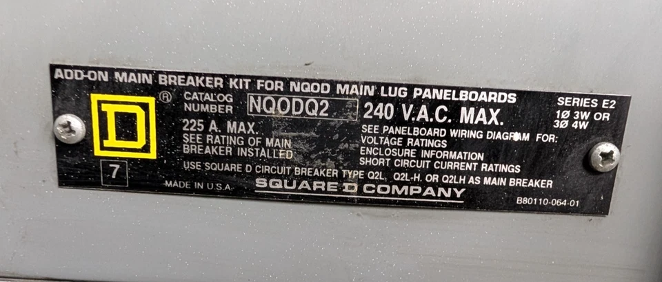 🤪 SQUARE D 225 AMP MAIN BREAKER PANEL INTERIOR 208Y/120 VAC NQOD430M225CU - Image 2 of 4