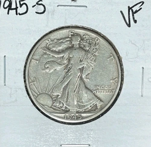 1945-S  WALKING LIBERTY SILVER HALF DOLLAR ~  VF ~NICE COIN ~90% SILVER