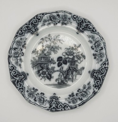 James Edwards Mulberry Transferware Plate 9 Inch Bochara J.E. Chinoiserie