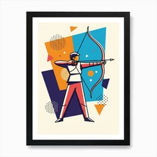Archer With Bow And Arrow Art Print Framed Wall Art Poster Canvas Print Picture