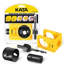 KATA 1-3/8" - 1-3/4" Door Lock Installation Kit with Large Yellow 
