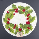 St Nicholas Square Round Tufted Cotton Holly & Berries Bath Rug Woven Design
