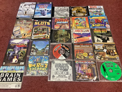 Vintage PC CD-ROM Games Lot 23 Discs but Many More Games GREAT SHAPE Collected