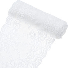 5 Yards Lace Roll White Cotton Lace Trim Fabric 6" Wide for Dress Tablecloth Hai