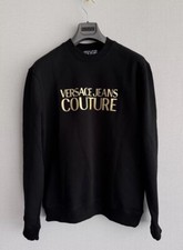 Versace Jeans Couture Sweatshirt LARGE Size Gold Logo Patch Black Cotton