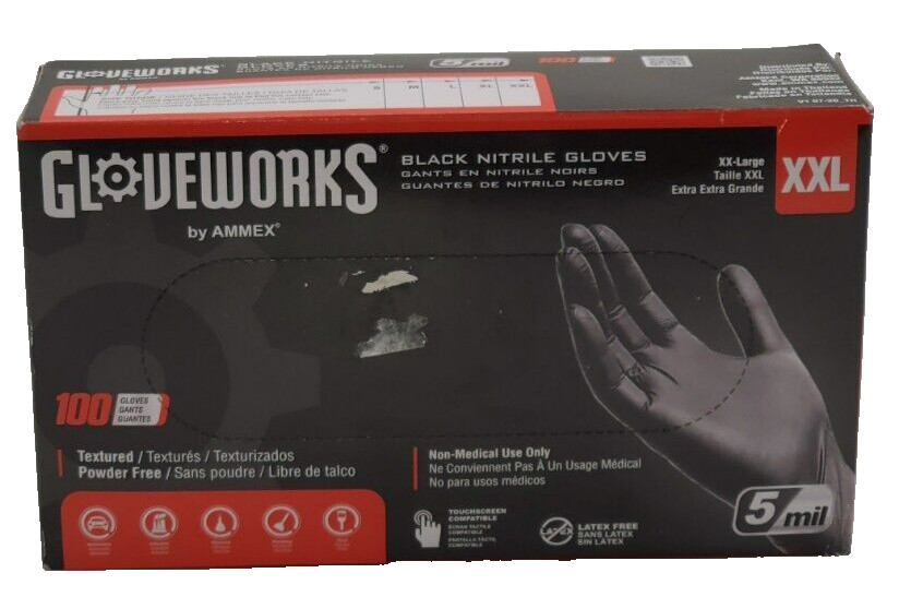 Industrial Glovework AMMEX GLOVEWORKS Industrial Black Nitrile