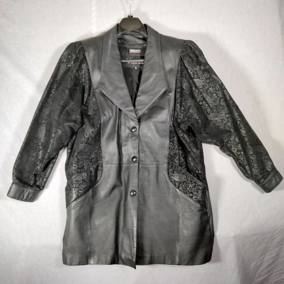 Abrigo chaqueta de cuero para mujer Wilson negro talla M gamuza aislante mangas cachemira